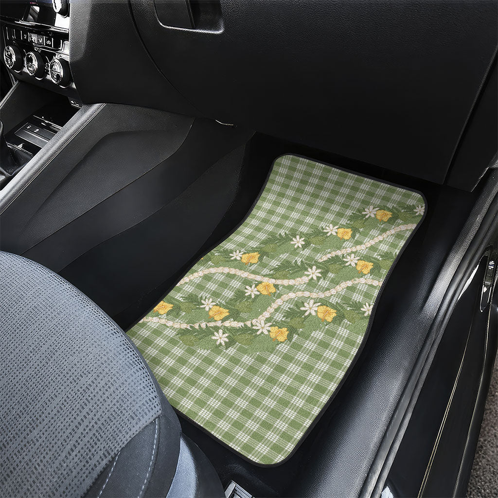 Aloha Puakenikeni Anthurium Pikake Lei Car Mats Green Hawaiian Palaka Pattern