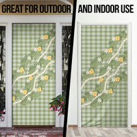 Aloha Puakenikeni Anthurium Pikake Lei Door Cover Green Hawaiian Palaka Pattern
