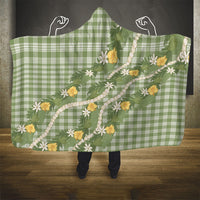 Aloha Puakenikeni Anthurium Pikake Lei Hooded Blanket Green Hawaiian Palaka Pattern LT9 - Polynesian Pride