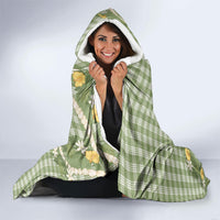 Aloha Puakenikeni Anthurium Pikake Lei Hooded Blanket Green Hawaiian Palaka Pattern LT9 - Polynesian Pride