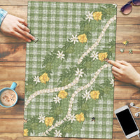 Aloha Puakenikeni Anthurium Pikake Lei Puzzle Green Hawaiian Palaka Pattern
