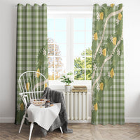 Aloha Puakenikeni Anthurium Pikake Lei Window Curtain Green Hawaiian Palaka Pattern