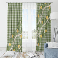 Aloha Puakenikeni Anthurium Pikake Lei Window Curtain Green Hawaiian Palaka Pattern