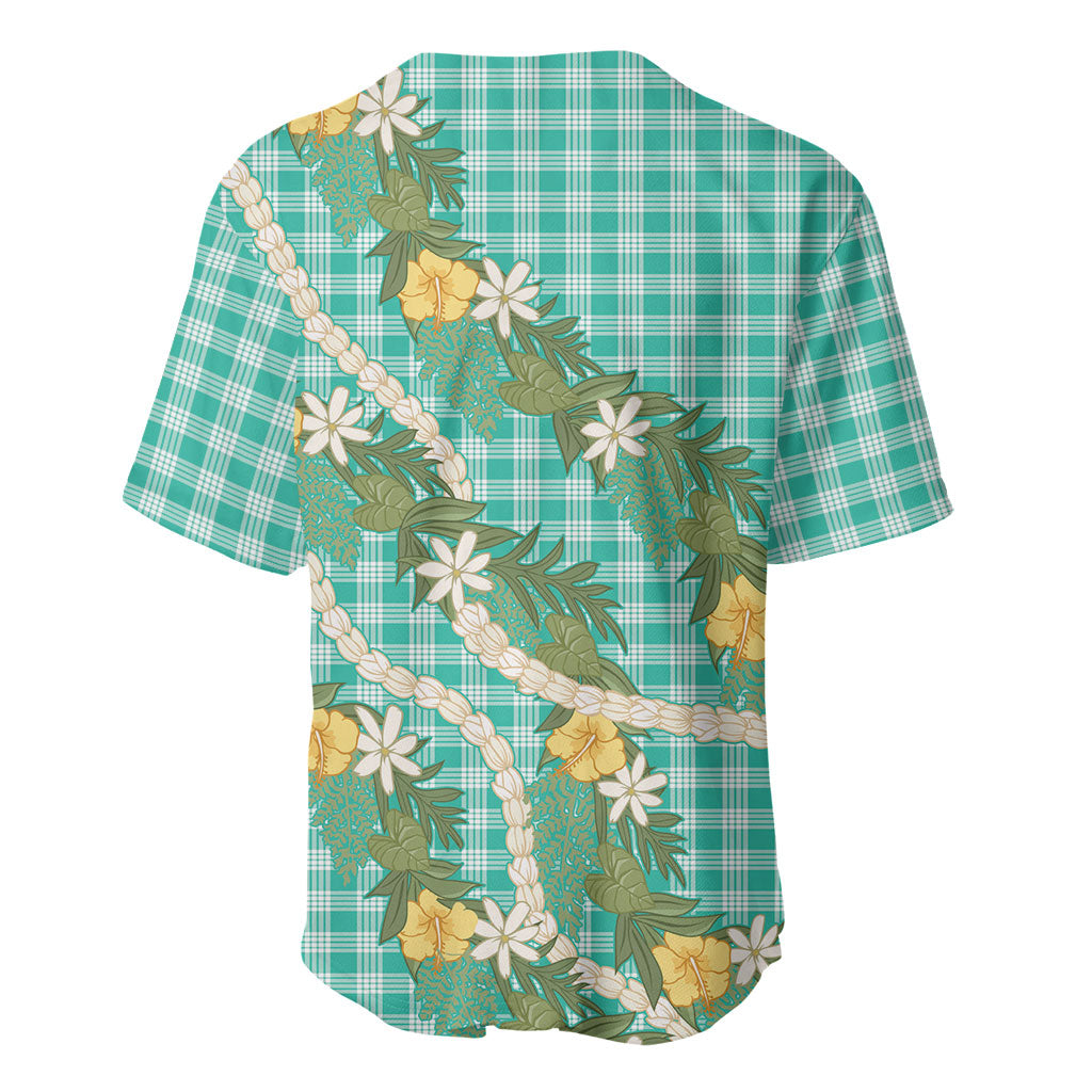 Aloha Puakenikeni Anthurium Pikake Lei Baseball Jersey Marine Hawaiian Palaka Pattern
