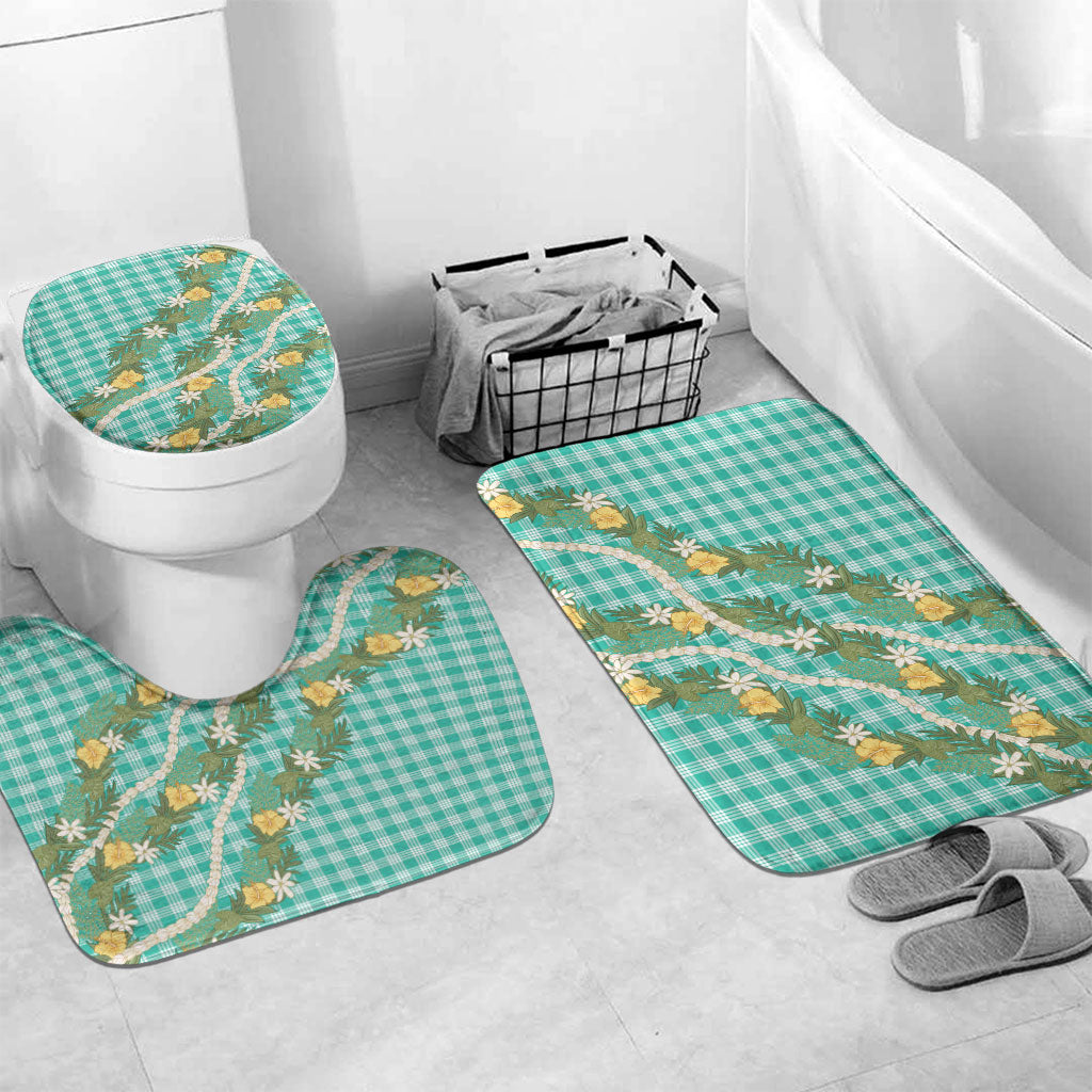 Aloha Puakenikeni Anthurium Pikake Lei Bathroom Set Marine Hawaiian Palaka Pattern