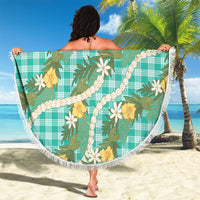 Aloha Puakenikeni Anthurium Pikake Lei Beach Blanket Marine Hawaiian Palaka Pattern