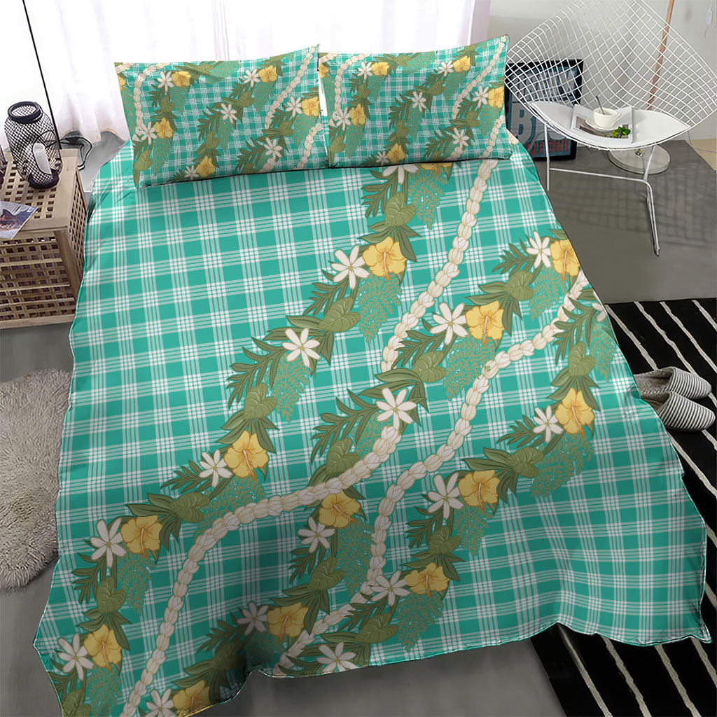 Aloha Puakenikeni Anthurium Pikake Lei Bedding Set Marine Hawaiian Palaka Pattern