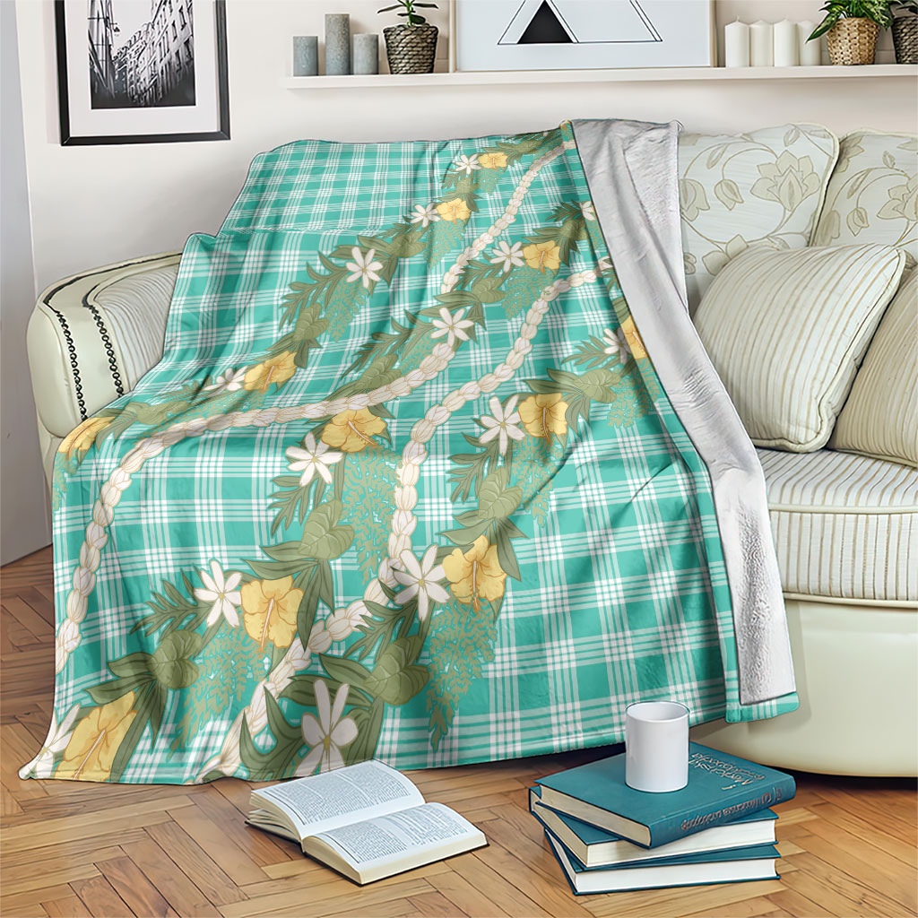 Aloha Puakenikeni Anthurium Pikake Lei Blanket Marine Hawaiian Palaka Pattern