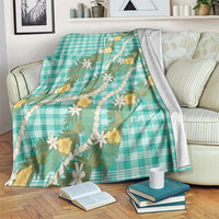 Aloha Puakenikeni Anthurium Pikake Lei Blanket Marine Hawaiian Palaka Pattern