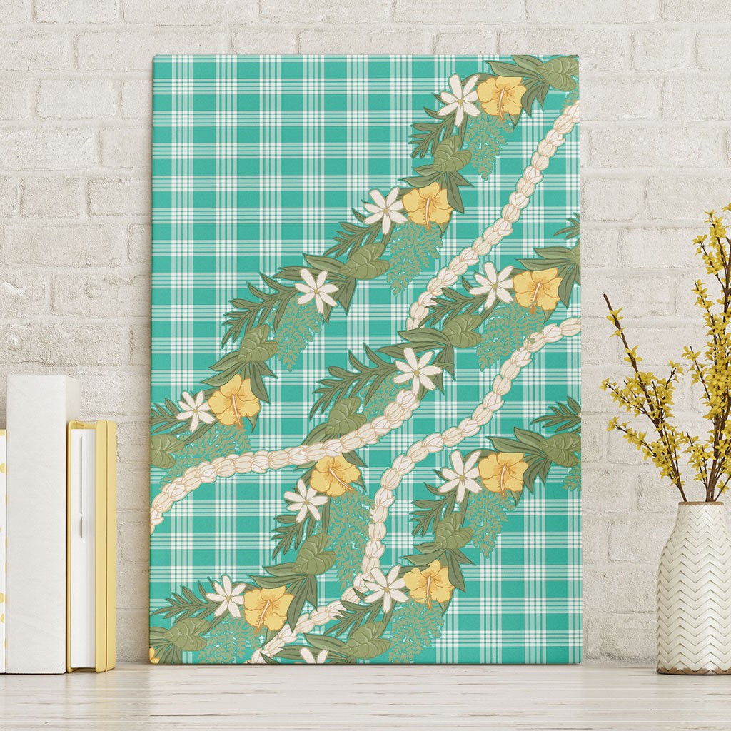 Aloha Puakenikeni Anthurium Pikake Lei Canvas Wall Art Marine Hawaiian Palaka Pattern