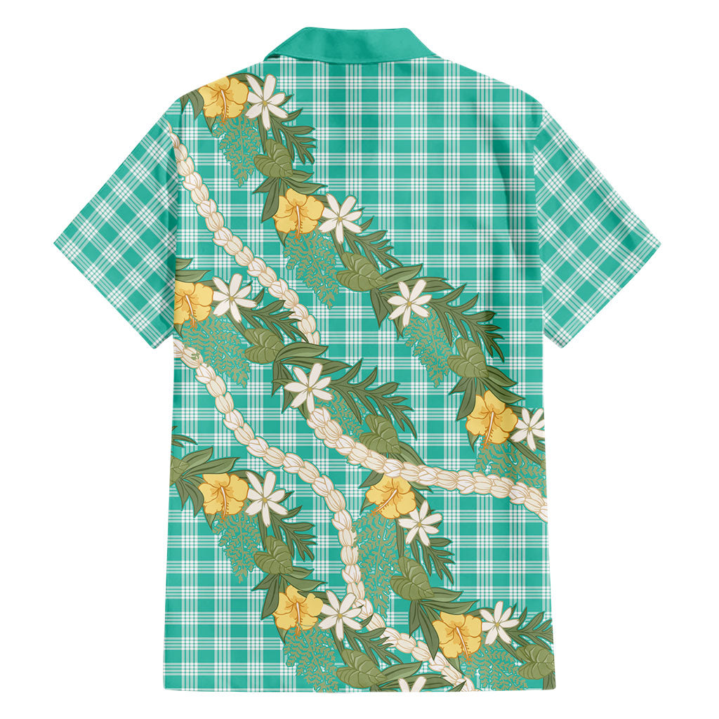 Aloha Puakenikeni Anthurium Pikake Lei Family Matching Off Shoulder Maxi Dress and Hawaiian Shirt Marine Hawaiian Palaka Pattern LT9 - Polynesian Pride