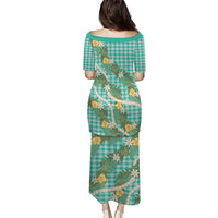 Aloha Puakenikeni Anthurium Pikake Lei Family Matching Puletasi and Hawaiian Shirt Marine Hawaiian Palaka Pattern LT9 - Polynesian Pride