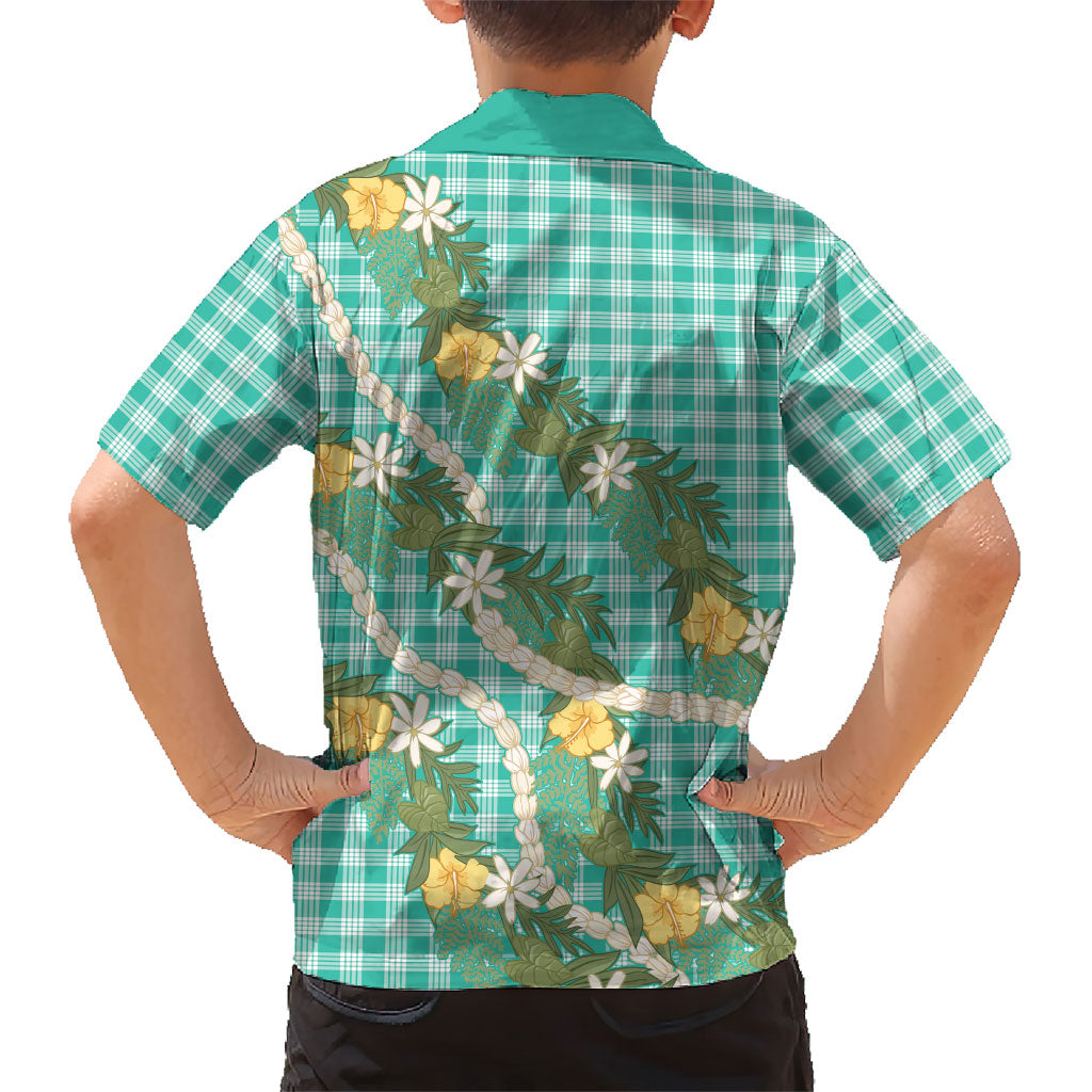 Aloha Puakenikeni Anthurium Pikake Lei Family Matching Tank Maxi Dress and Hawaiian Shirt Marine Hawaiian Palaka Pattern LT9 - Polynesian Pride