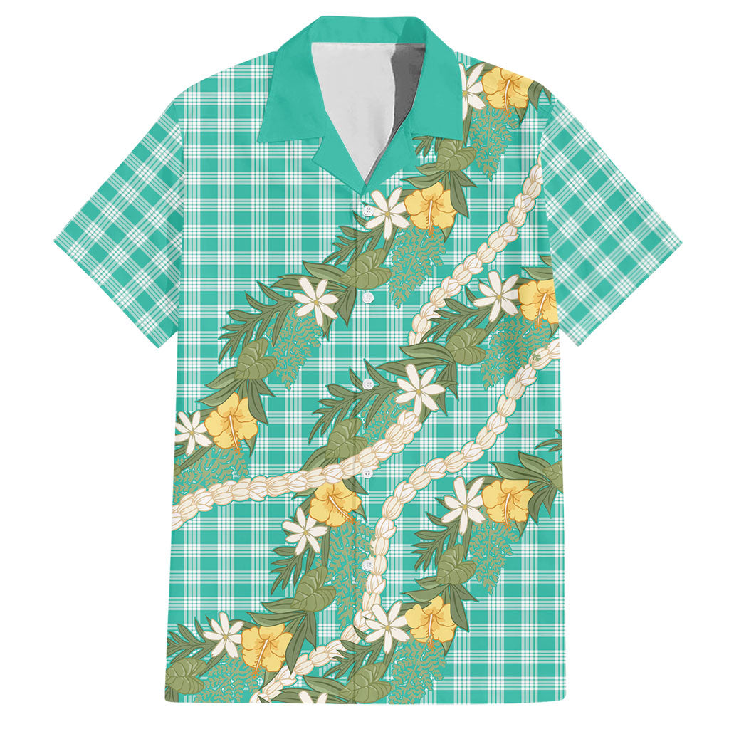 Aloha Puakenikeni Anthurium Pikake Lei Hawaiian Shirt Marine Hawaiian Palaka Pattern