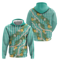 Aloha Puakenikeni Anthurium Pikake Lei Hoodie Marine Hawaiian Palaka Pattern