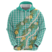 Aloha Puakenikeni Anthurium Pikake Lei Hoodie Marine Hawaiian Palaka Pattern