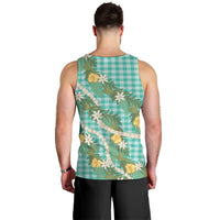 Aloha Puakenikeni Anthurium Pikake Lei Men Tank Top Marine Hawaiian Palaka Pattern
