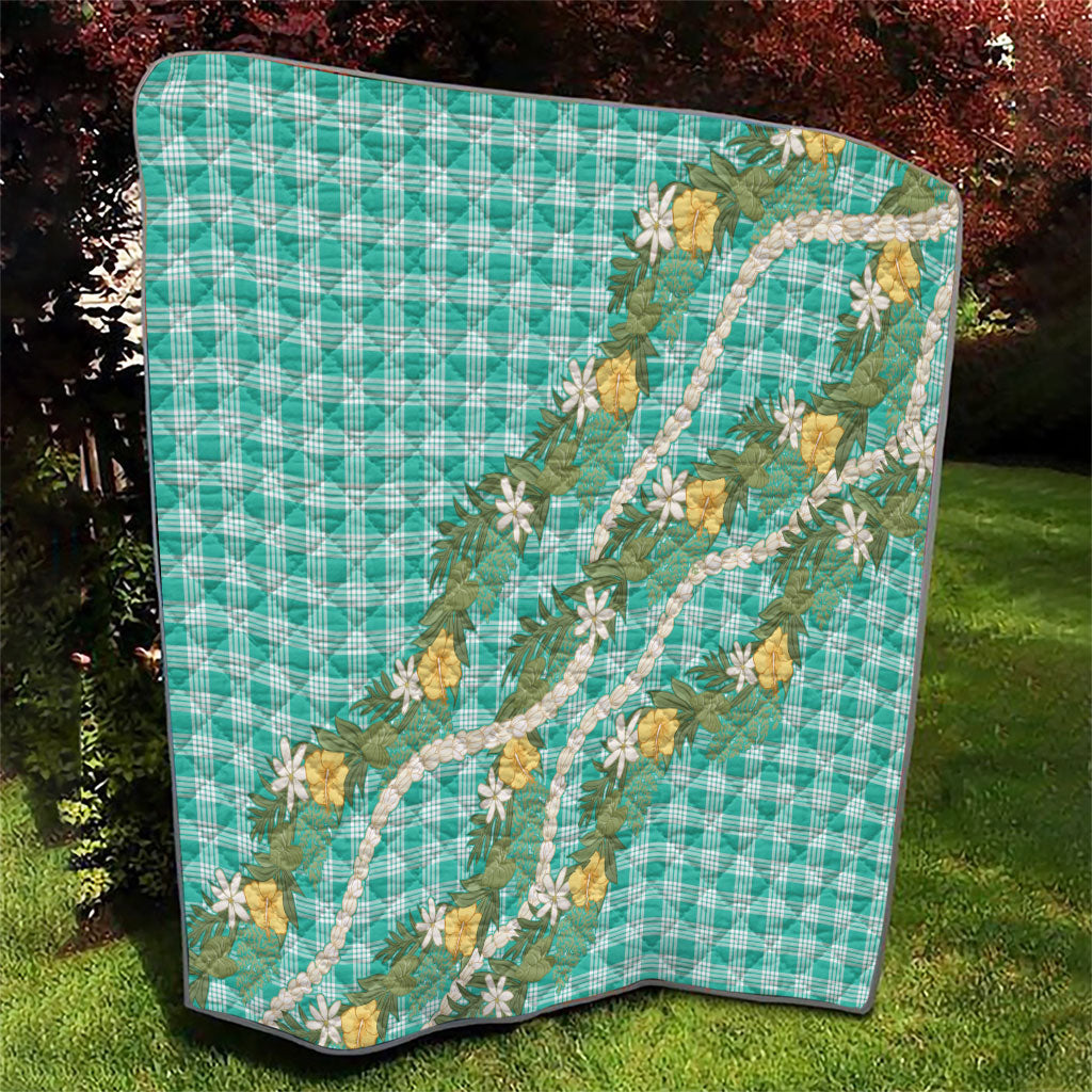 Aloha Puakenikeni Anthurium Pikake Lei Quilt Marine Hawaiian Palaka Pattern