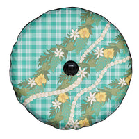 Aloha Puakenikeni Anthurium Pikake Lei Spare Tire Cover Marine Hawaiian Palaka Pattern