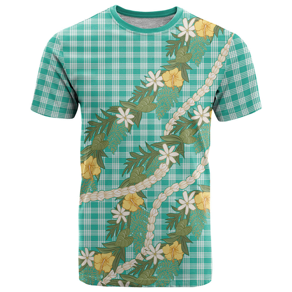 Aloha Puakenikeni Anthurium Pikake Lei T Shirt Marine Hawaiian Palaka Pattern