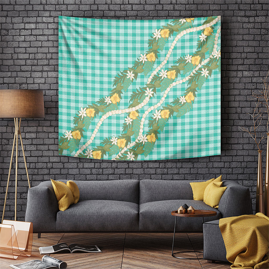 Aloha Puakenikeni Anthurium Pikake Lei Tapestry Marine Hawaiian Palaka Pattern