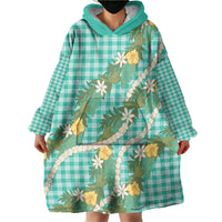 Aloha Puakenikeni Anthurium Pikake Lei Wearable Blanket Hoodie Marine Hawaiian Palaka Pattern LT9 - Polynesian Pride