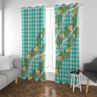 Aloha Puakenikeni Anthurium Pikake Lei Window Curtain Marine Hawaiian Palaka Pattern LT9 With Grommets Marine - Polynesian Pride