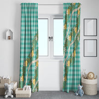 Aloha Puakenikeni Anthurium Pikake Lei Window Curtain Marine Hawaiian Palaka Pattern LT9 - Polynesian Pride