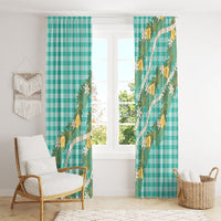 Aloha Puakenikeni Anthurium Pikake Lei Window Curtain Marine Hawaiian Palaka Pattern LT9 - Polynesian Pride