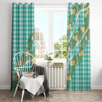 Aloha Puakenikeni Anthurium Pikake Lei Window Curtain Marine Hawaiian Palaka Pattern LT9 - Polynesian Pride