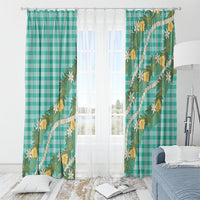 Aloha Puakenikeni Anthurium Pikake Lei Window Curtain Marine Hawaiian Palaka Pattern LT9 - Polynesian Pride