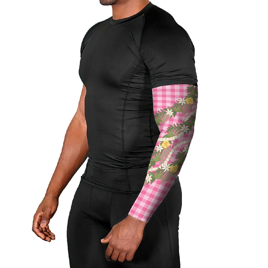 Aloha Puakenikeni Anthurium Pikake Lei Arm Sleeves Tropical Pink Hawaiian Palaka Pattern LT9 - Polynesian Pride