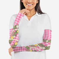 Aloha Puakenikeni Anthurium Pikake Lei Arm Sleeves Tropical Pink Hawaiian Palaka Pattern LT9 - Polynesian Pride