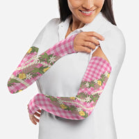 Aloha Puakenikeni Anthurium Pikake Lei Arm Sleeves Tropical Pink Hawaiian Palaka Pattern LT9 - Polynesian Pride