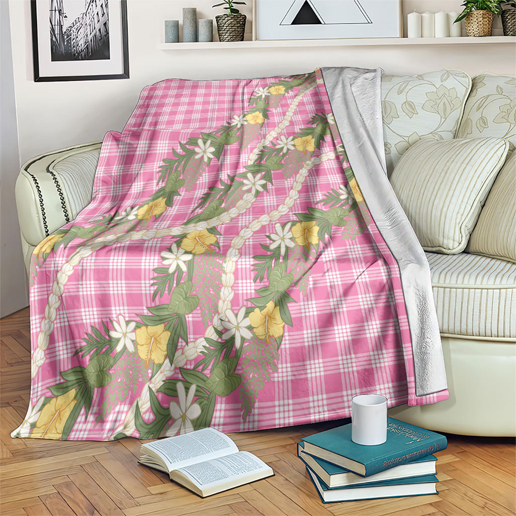 Aloha Puakenikeni Anthurium Pikake Lei Blanket Tropical Pink Hawaiian Palaka Pattern LT9 Pink - Polynesian Pride