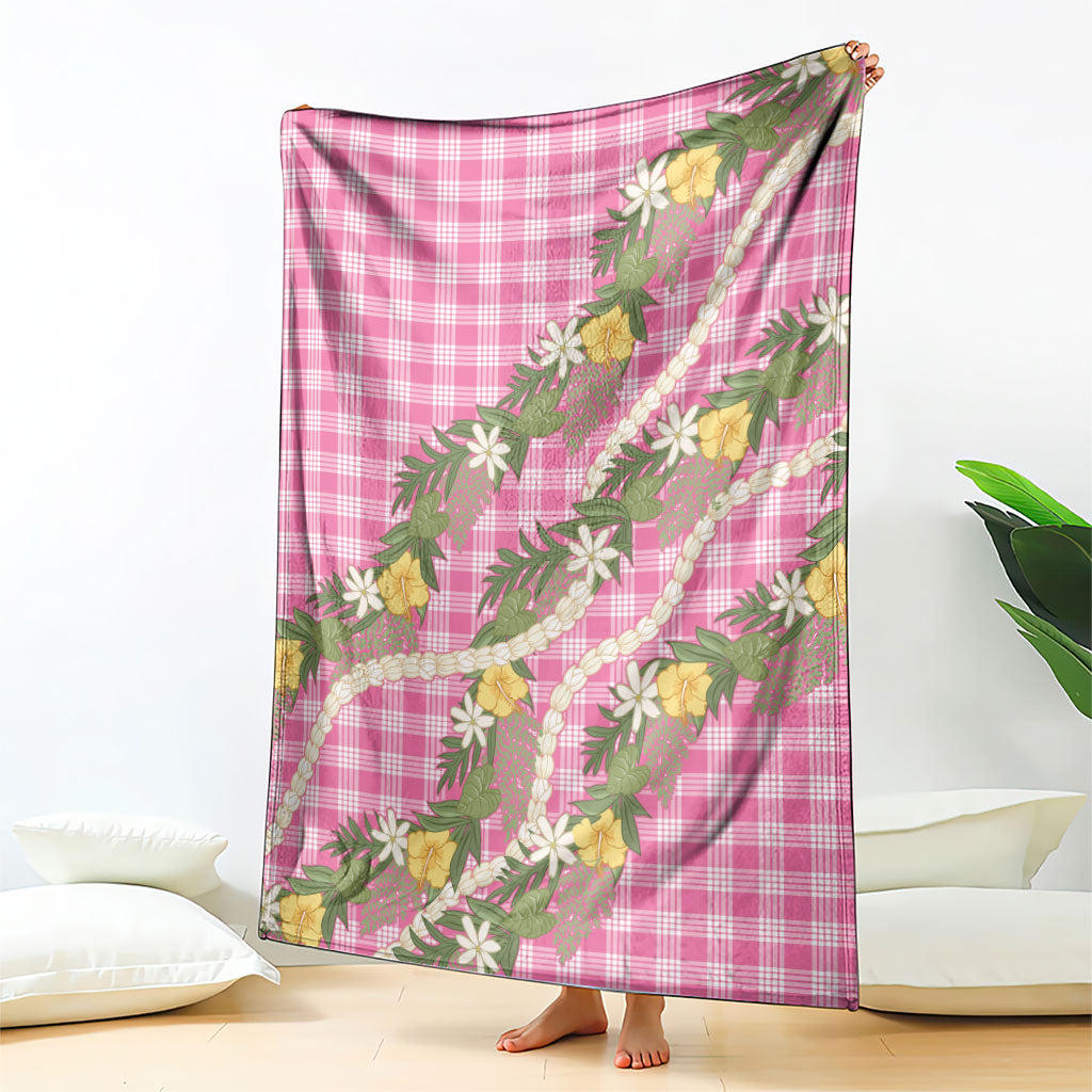 Aloha Puakenikeni Anthurium Pikake Lei Blanket Tropical Pink Hawaiian Palaka Pattern LT9 - Polynesian Pride