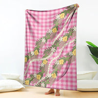 Aloha Puakenikeni Anthurium Pikake Lei Blanket Tropical Pink Hawaiian Palaka Pattern LT9 - Polynesian Pride
