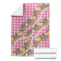 Aloha Puakenikeni Anthurium Pikake Lei Blanket Tropical Pink Hawaiian Palaka Pattern LT9 - Polynesian Pride