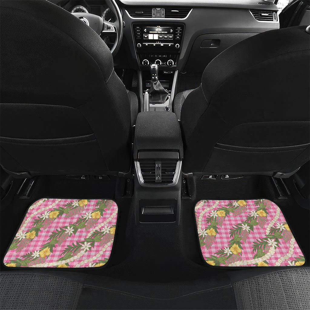 Aloha Puakenikeni Anthurium Pikake Lei Car Mats Tropical Pink Hawaiian Palaka Pattern