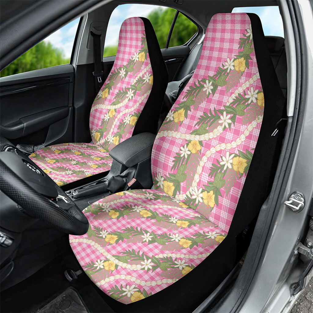 Aloha Puakenikeni Anthurium Pikake Lei Car Seat Cover Tropical Pink Hawaiian Palaka Pattern