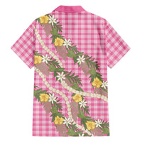 Aloha Puakenikeni Anthurium Pikake Lei Family Matching Mermaid Dress and Hawaiian Shirt Tropical Pink Hawaiian Palaka Pattern LT9 - Polynesian Pride