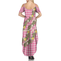 Aloha Puakenikeni Anthurium Pikake Lei Family Matching Summer Maxi Dress and Hawaiian Shirt Tropical Pink Hawaiian Palaka Pattern LT9 - Polynesian Pride