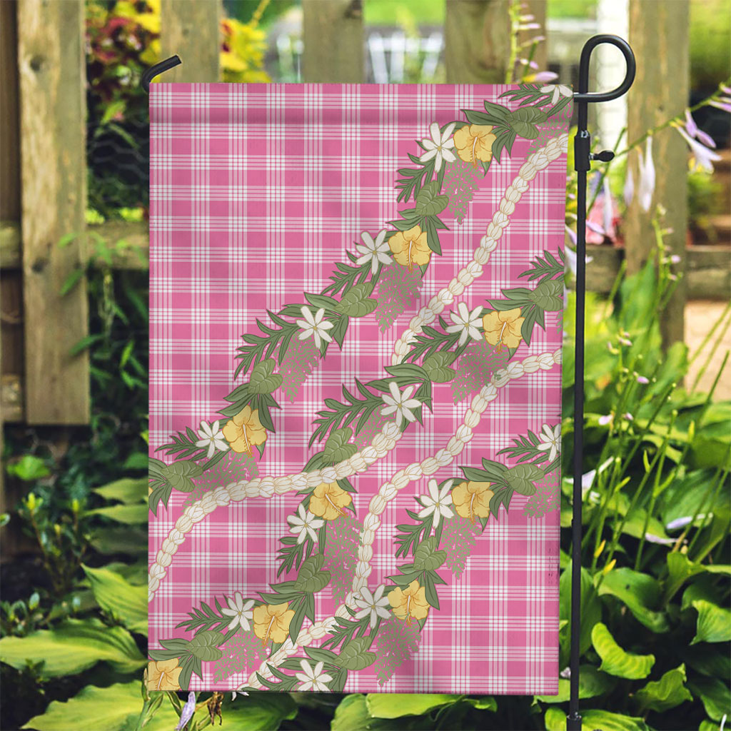Aloha Puakenikeni Anthurium Pikake Lei Garden Flag Tropical Pink Hawaiian Palaka Pattern
