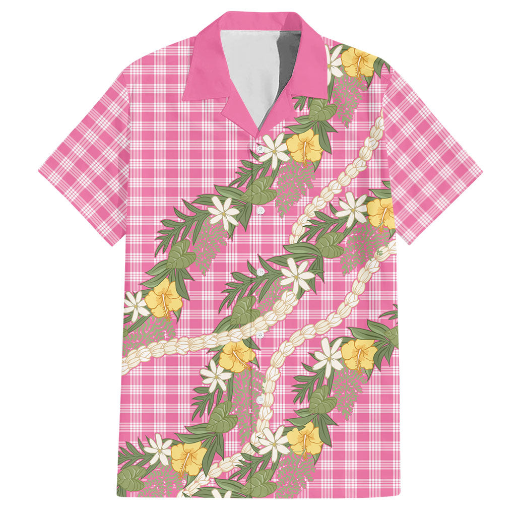 Aloha Puakenikeni Anthurium Pikake Lei Hawaiian Shirt Tropical Pink Hawaiian Palaka Pattern