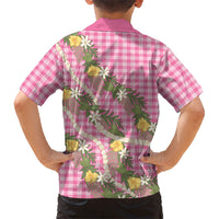 Aloha Puakenikeni Anthurium Pikake Lei Kid Hawaiian Shirt Tropical Pink Hawaiian Palaka Pattern