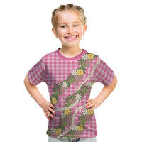 Aloha Puakenikeni Anthurium Pikake Lei Kid T Shirt Tropical Pink Hawaiian Palaka Pattern