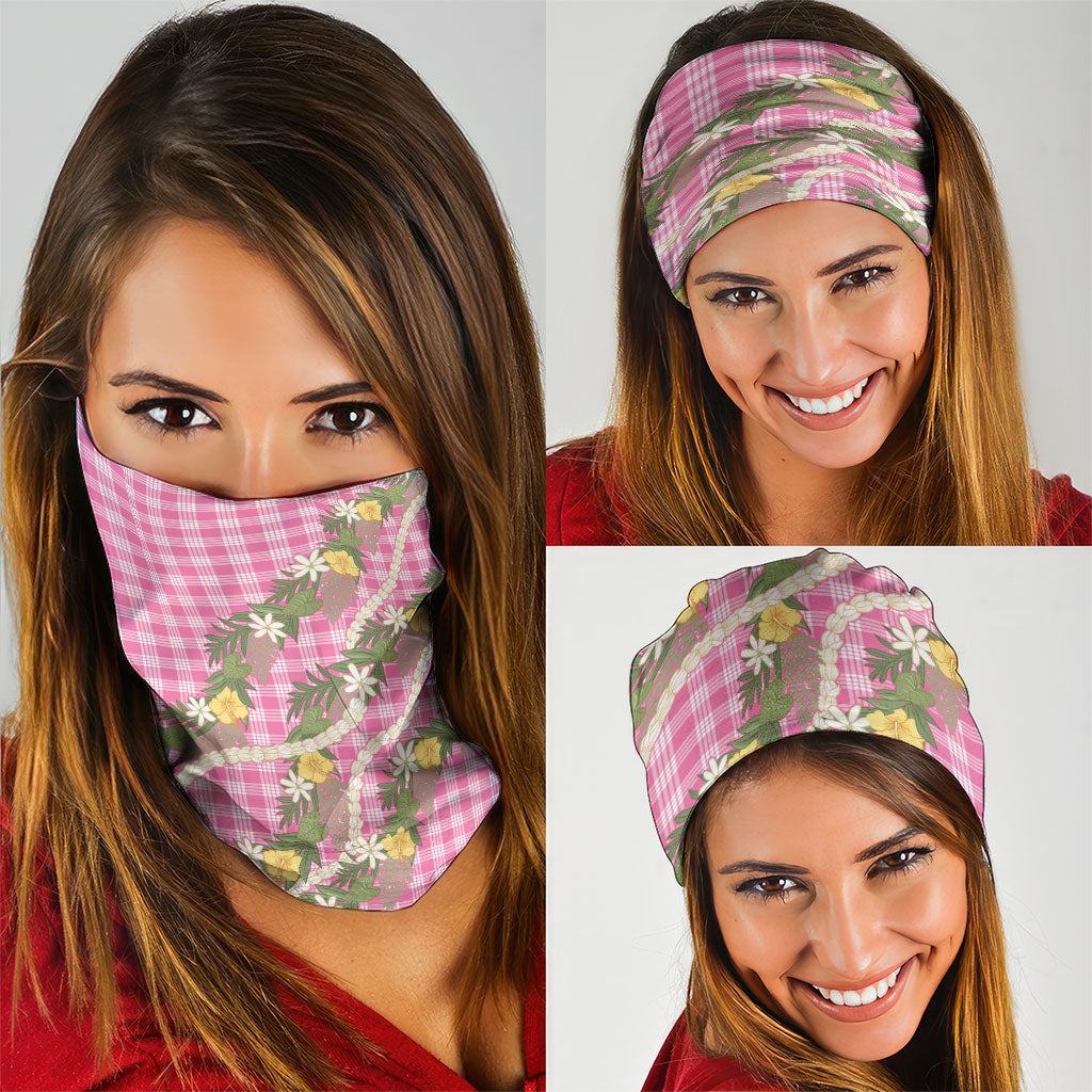 Aloha Puakenikeni Anthurium Pikake Lei Neck Gaiter Tropical Pink Hawaiian Palaka Pattern LT9 - Polynesian Pride