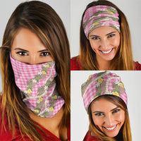 Aloha Puakenikeni Anthurium Pikake Lei Neck Gaiter Tropical Pink Hawaiian Palaka Pattern LT9 - Polynesian Pride