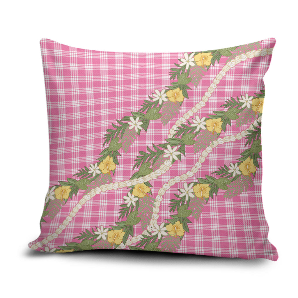 Aloha Puakenikeni Anthurium Pikake Lei Pillow Cover Tropical Pink Hawaiian Palaka Pattern LT9 Pink - Polynesian Pride