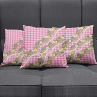 Aloha Puakenikeni Anthurium Pikake Lei Pillow Cover Tropical Pink Hawaiian Palaka Pattern LT9 - Polynesian Pride